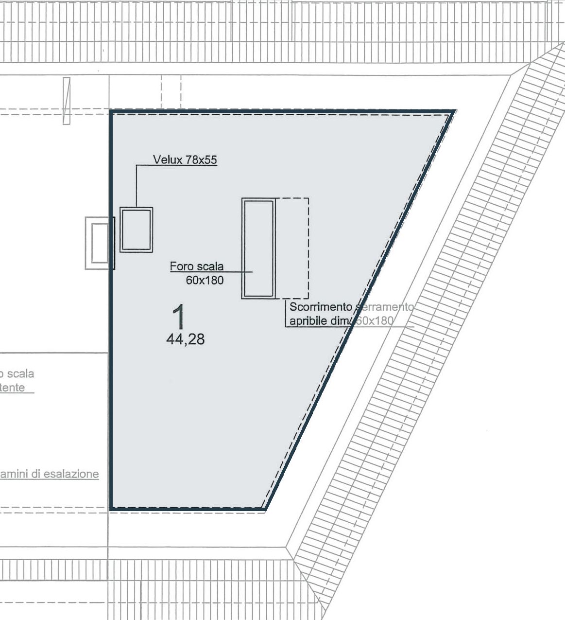 Attico 1 – Pianta terrazzo in copertura