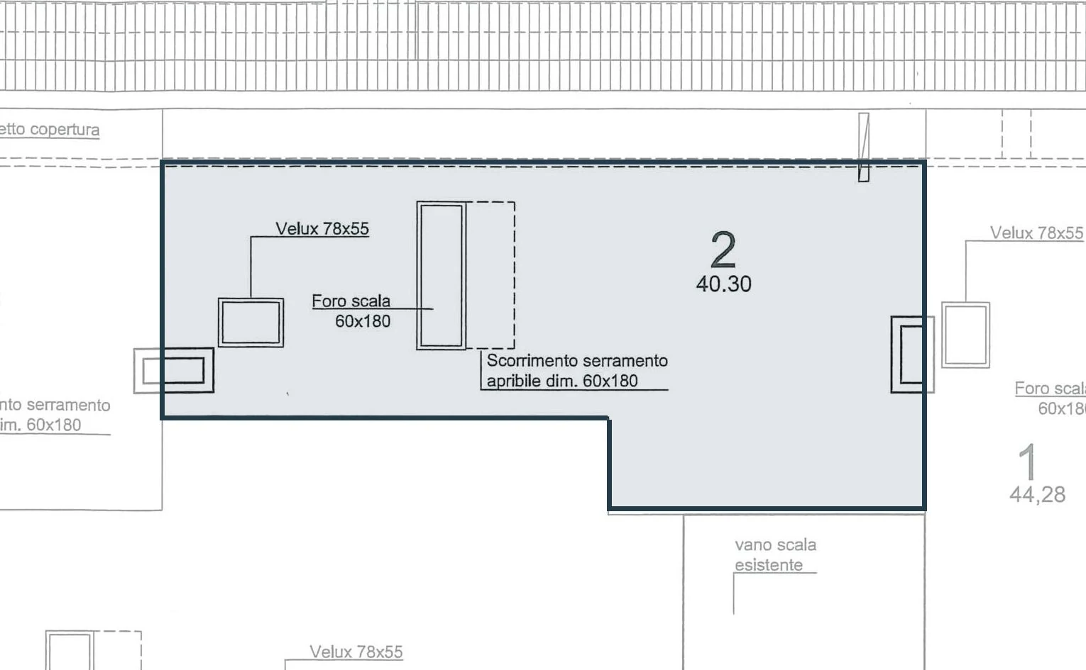 Attico 2 – Pianta terrazzo in copertura